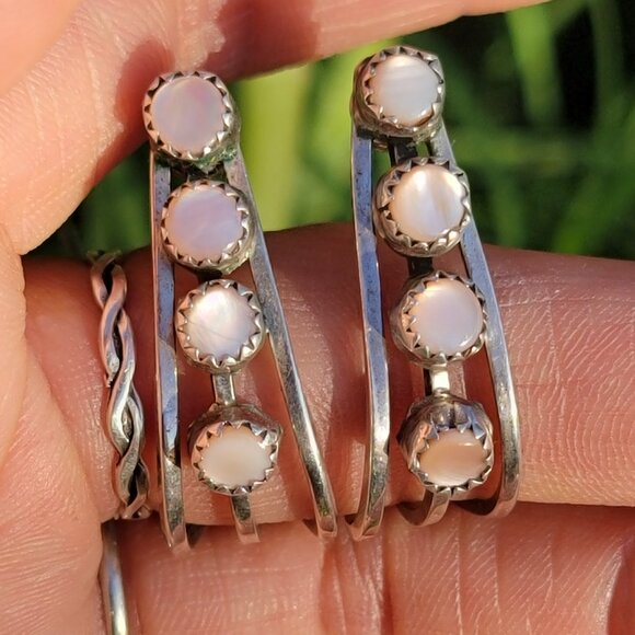 Native Jewelry - Rare signed Nathaniel Johnson Diné Navajo pink mother or pearl 925 sterling silv